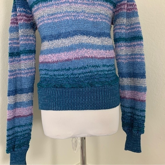 Vintage Partners Mervyn’s V-neck sweater stripe ombré Marked L fits like a Small - Picture 6 of 14